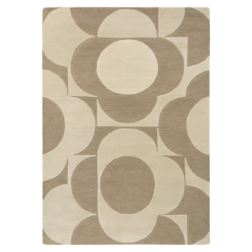 Mushroom & Ecru Prism Flower Hand-Tufted Pure New Wool Rug