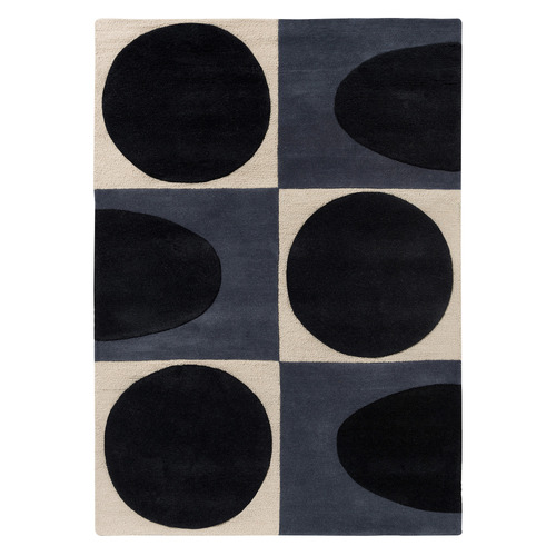 Blue & Navy Spot Square Hand-Tufted Pure New Wool Rug