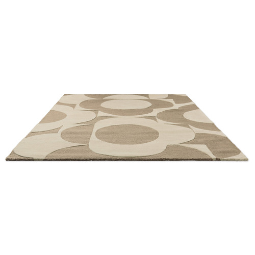 Mushroom & Ecru Prism Flower Hand-Tufted Pure New Wool Rug