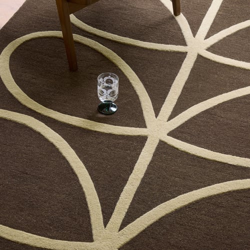 Walnut Linear Stem Hand-Tufted Pure New Wool Rug