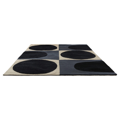 Blue & Navy Spot Square Hand-Tufted Pure New Wool Rug