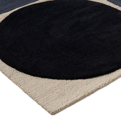 Blue & Navy Spot Square Hand-Tufted Pure New Wool Rug
