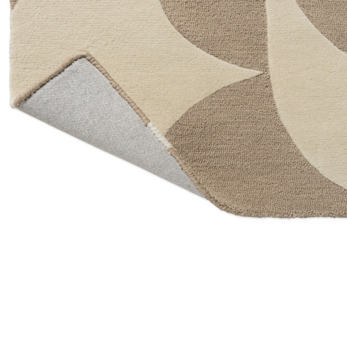 Mushroom & Ecru Prism Flower Hand-Tufted Pure New Wool Rug