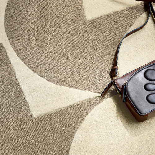 Mushroom & Ecru Prism Flower Hand-Tufted Pure New Wool Rug