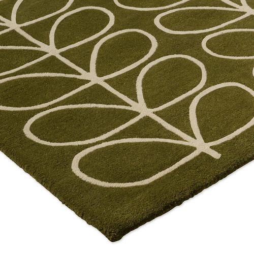 Olive Linear Stem Hand-Tufted Pure New Wool Rug