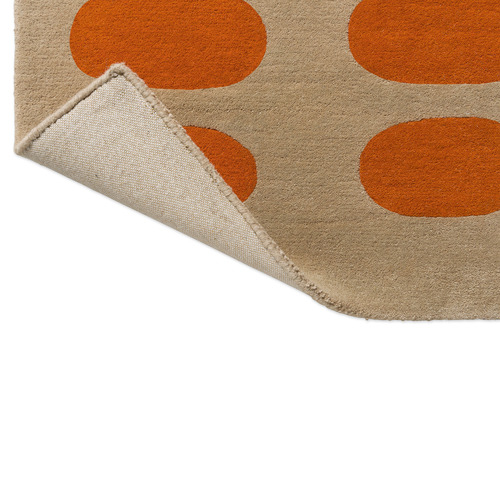 Orange & Sand Optical Oval Hand-Tufted Pure New Wool Rug
