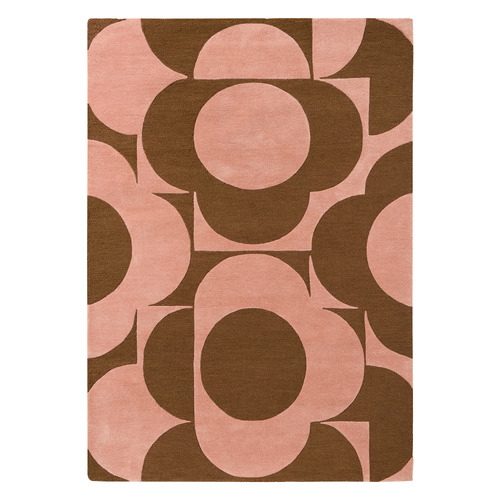 Pink &Terracotta Prism Flower Hand-Tufted Pure New Wool Rug