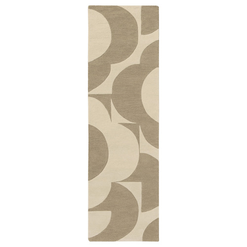 Mushroom & Ecru Prism Flower Hand-Tufted Pure New Wool Runner