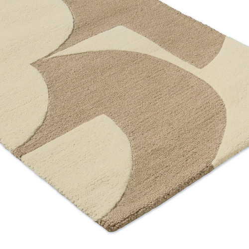 Mushroom & Ecru Prism Flower Hand-Tufted Pure New Wool Runner