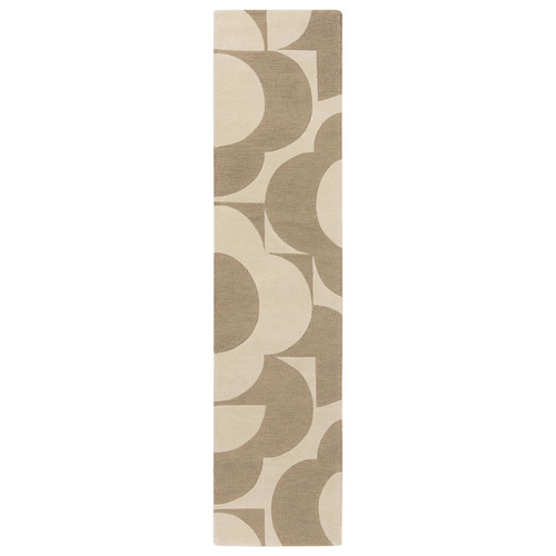 Mushroom & Ecru Prism Flower Hand-Tufted Pure New Wool Runner