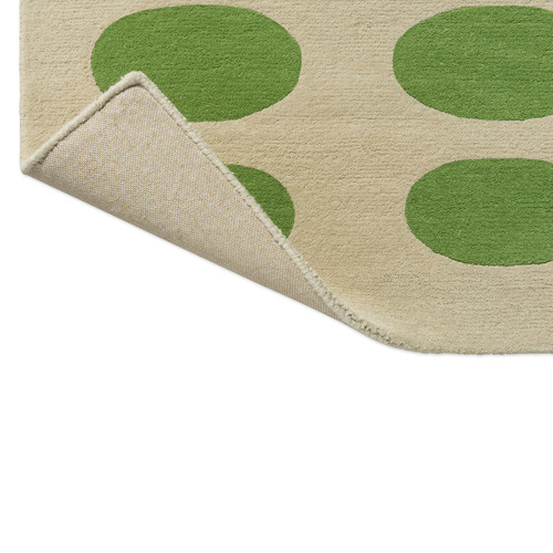 Green & Cream Optical Oval Hand-Tufted Pure New Wool Rug