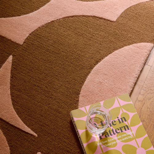 Pink &Terracotta Prism Flower Hand-Tufted Pure New Wool Rug