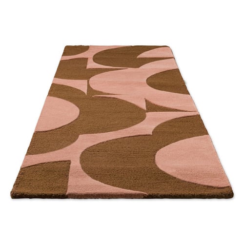 Pink &Terracotta Prism Flower Hand-Tufted Pure New Wool Runner