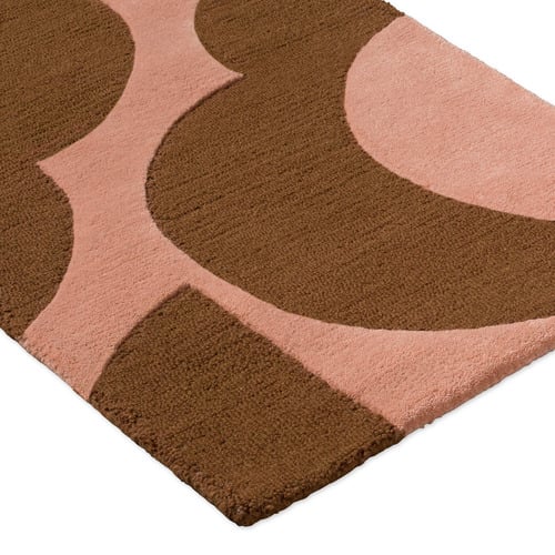 Pink &Terracotta Prism Flower Hand-Tufted Pure New Wool Runner
