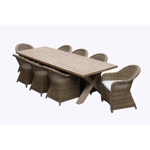 Layla 8 Seater Teak Table With Plantation Chairs Temple Webster Layla 8 Seater Teak Table With, Plantation Style Outdoor Furniture