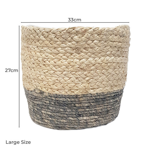 3 Piece Natural & Grey Hemsley Basket Set