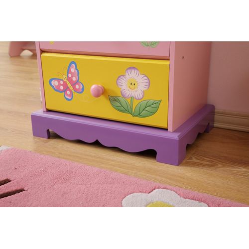 Flower Theme 3 Drawer Bedside Table