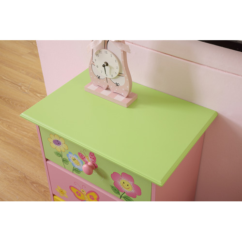 Flower Theme 3 Drawer Bedside Table