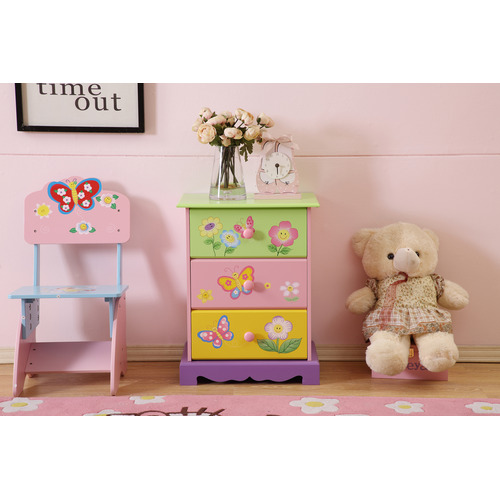 Flower Theme 3 Drawer Bedside Table