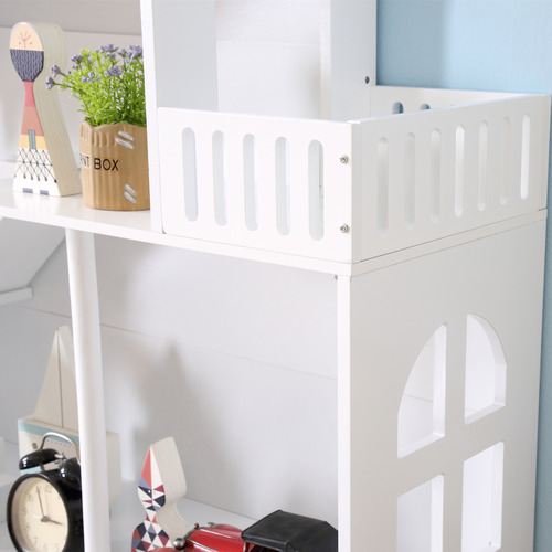 Kids Dollhouse Bookcase Book Shelf Storage Unit