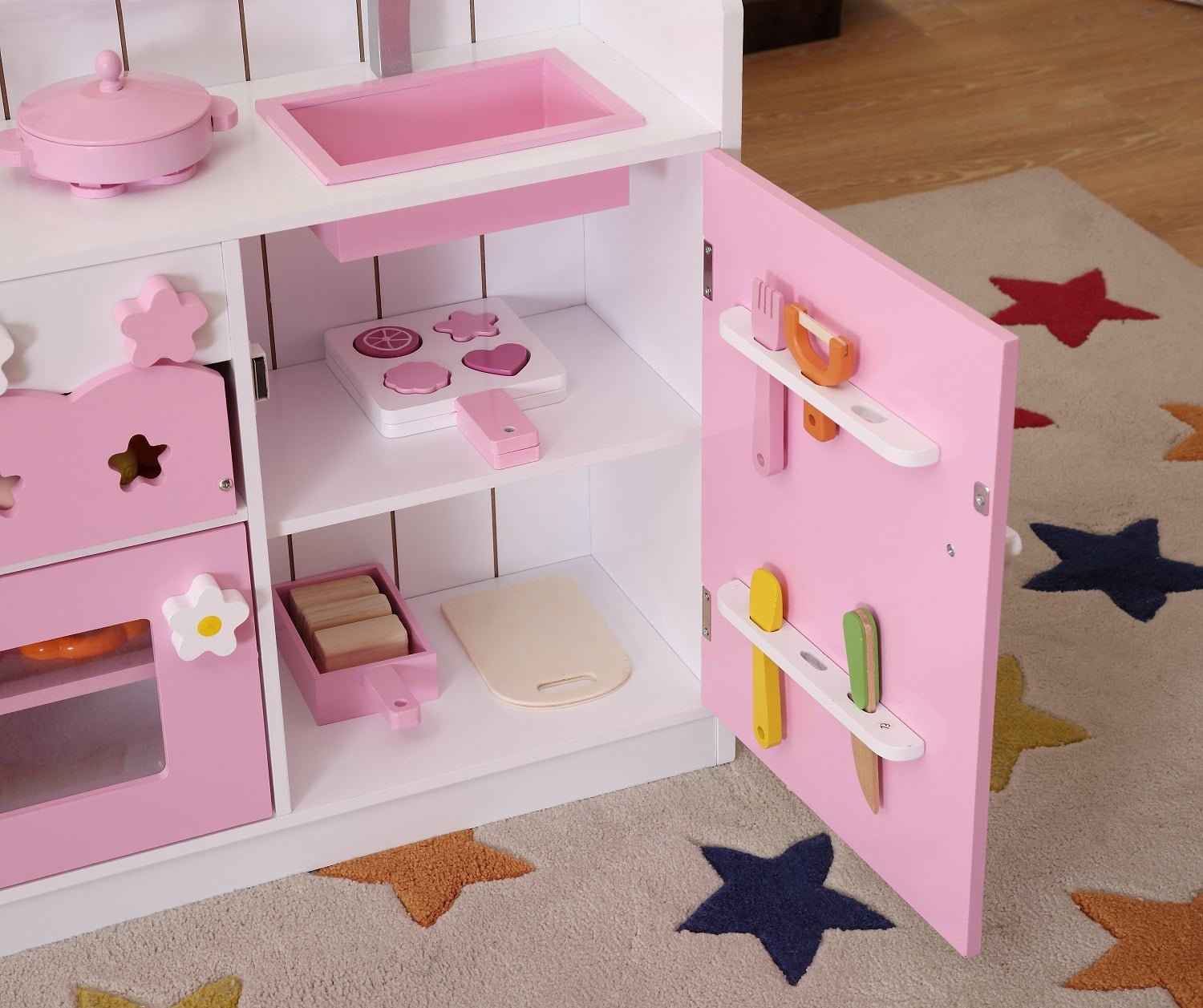 All 4 Kids 2-in-1 Pretend Kitchen & Market Stall Play Set