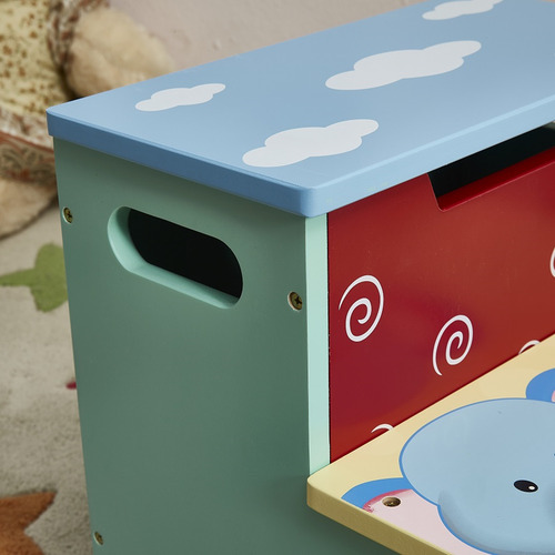 Hand painted Boy Animal Step Stool Storage Box