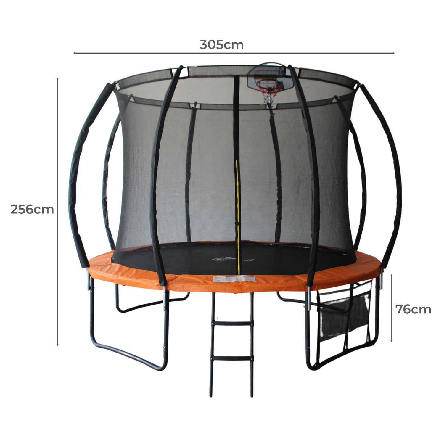 8 Pole Trampoline with Safety Net & Basketball Board