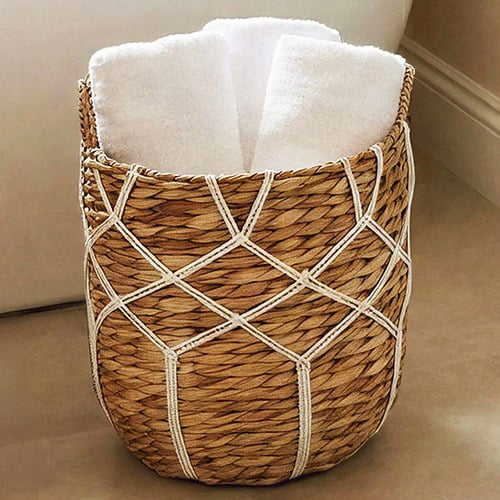 3 Piece Emory Woven Seagrass & Cotton Basket Set