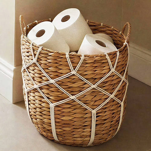 3 Piece Emory Woven Seagrass & Cotton Basket Set