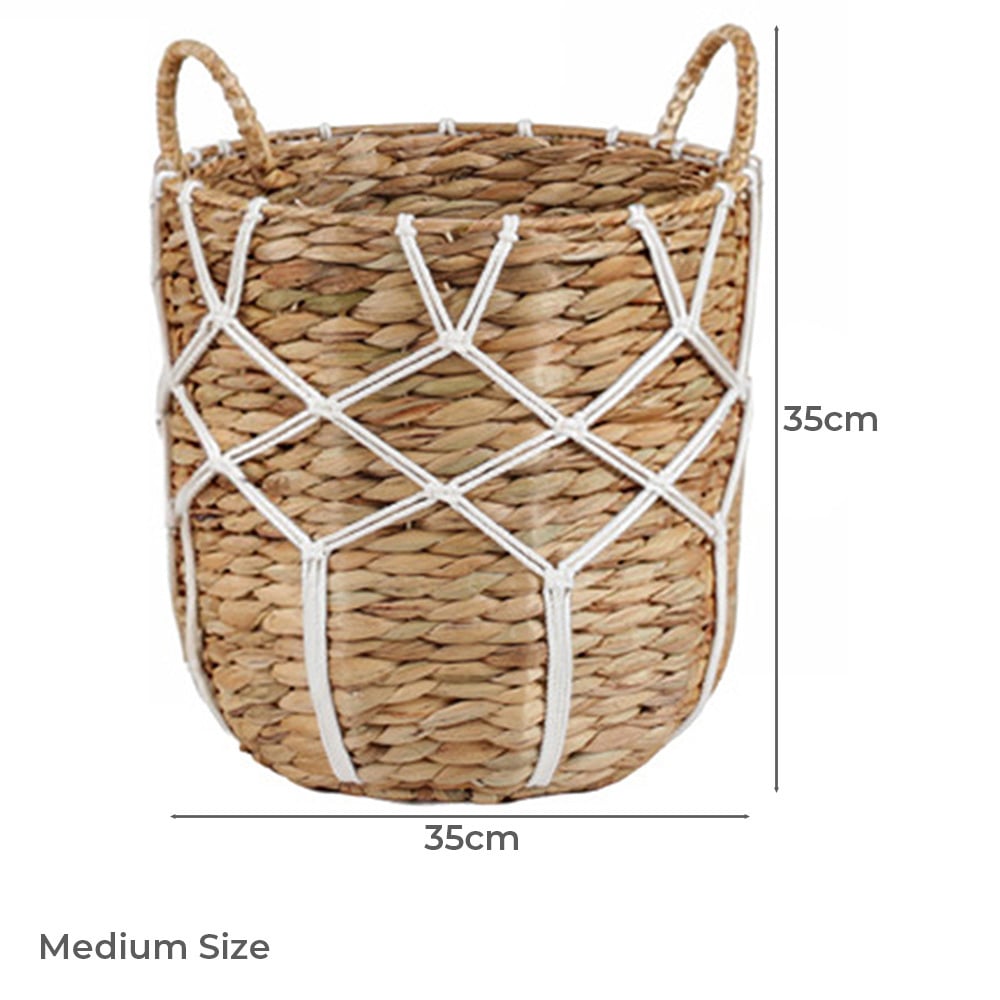3 Piece Emory Woven Seagrass & Cotton Basket Set