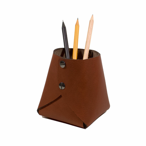 6 Piece Tan Artisan Leather Complete Desk Set