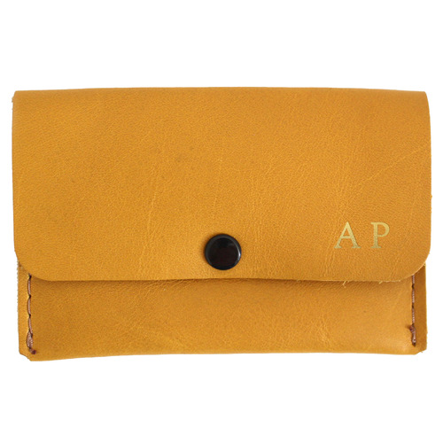 Pocket Personalised Leather Card Holder with Snap Button