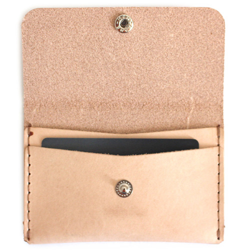 Pocket Personalised Leather Card Holder with Snap Button