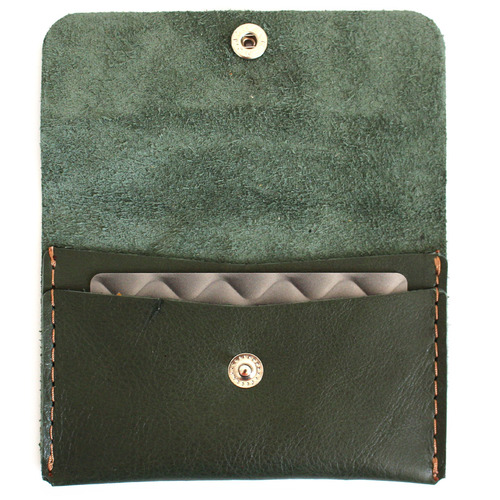 Pocket Personalised Leather Card Holder with Snap Button