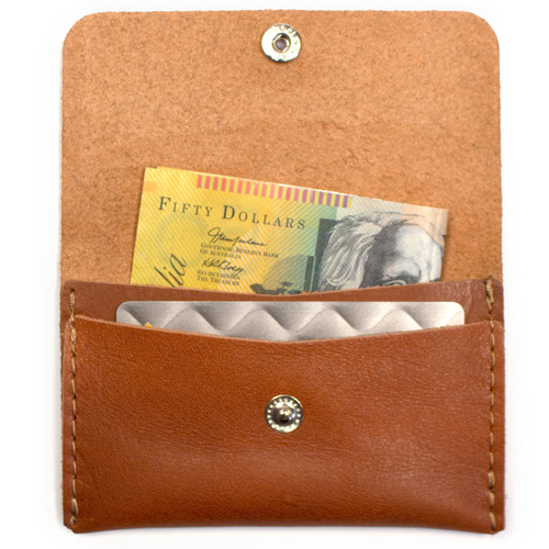 Pocket Personalised Leather Card Holder with Snap Button