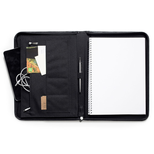 Corban & Blair Black A4 Leather Compendium with Zip | Temple & Webster