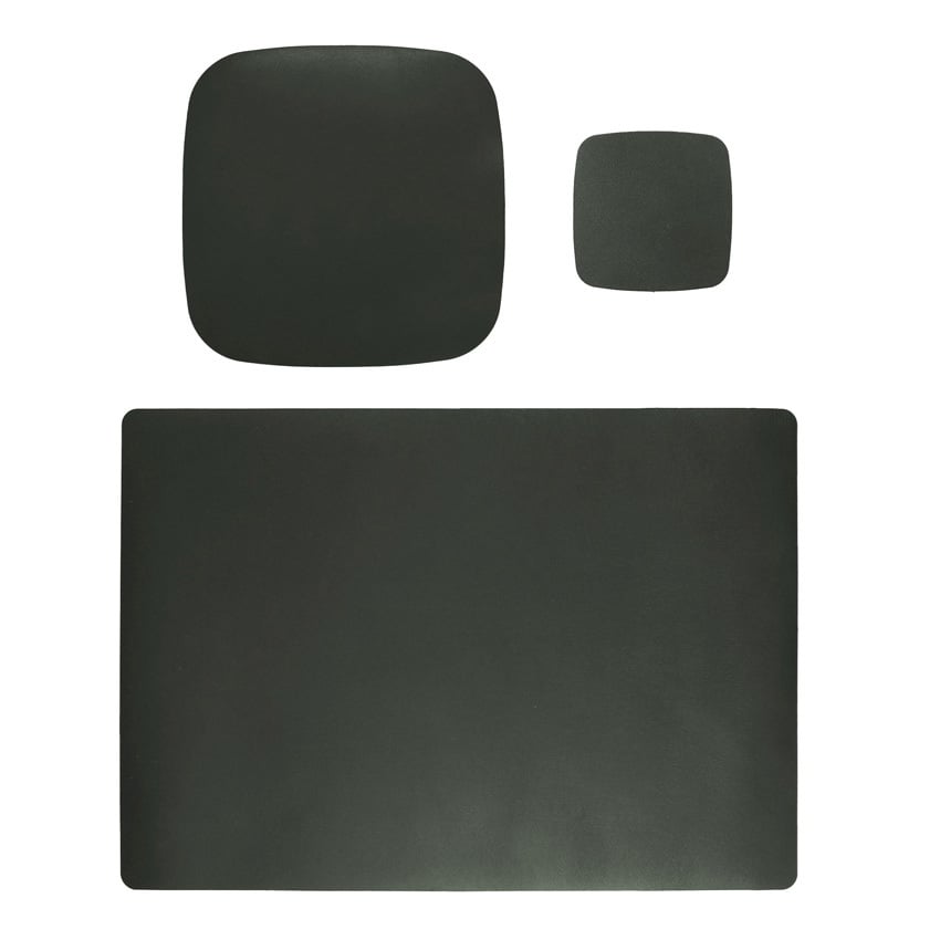 3 Piece Green Artisan Genuine Leather Starter Desk Set