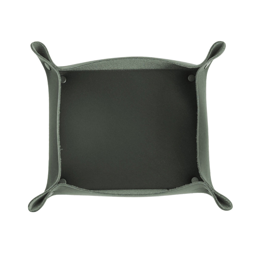 Green Artisan Genuine Leather Desk Tray