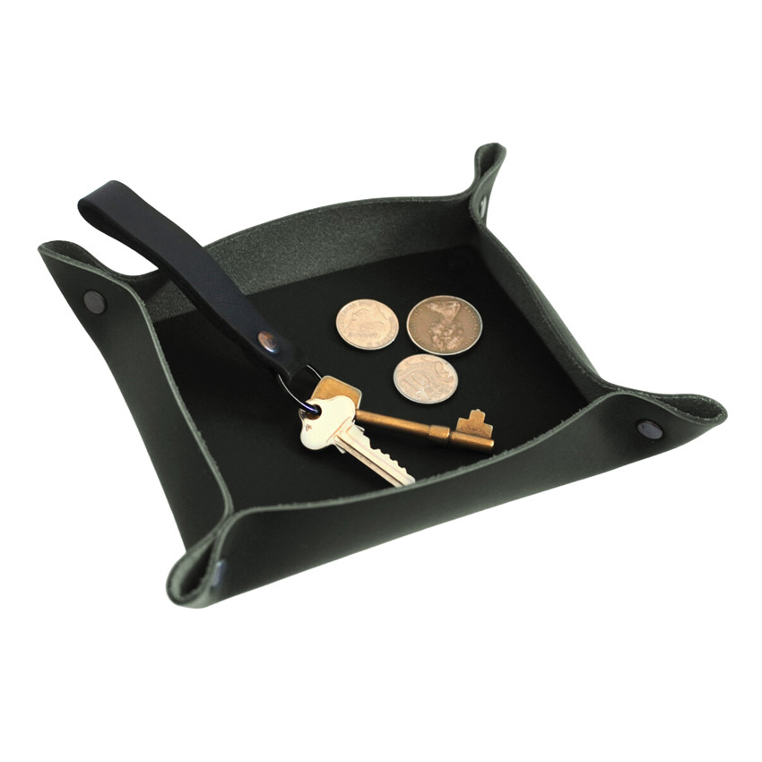 Green Artisan Genuine Leather Desk Tray