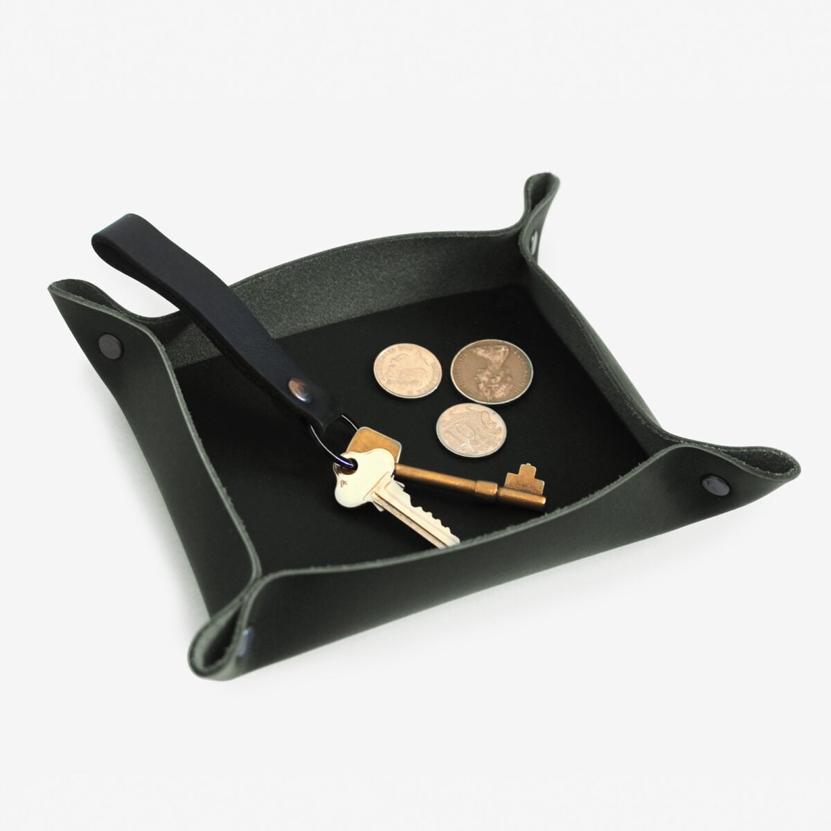 Black Artisan Genuine Leather Desk Tray