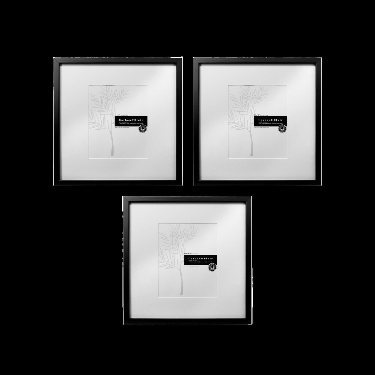 3 Piece Slim Box 16 x 16" Photo Frame Set