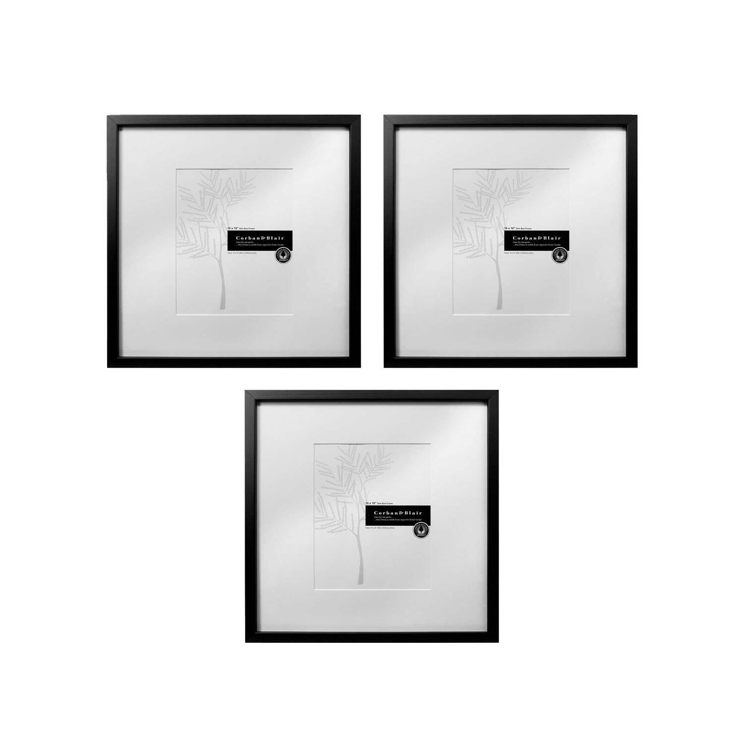 3 Piece Slim Box 16 x 16" Photo Frame Set