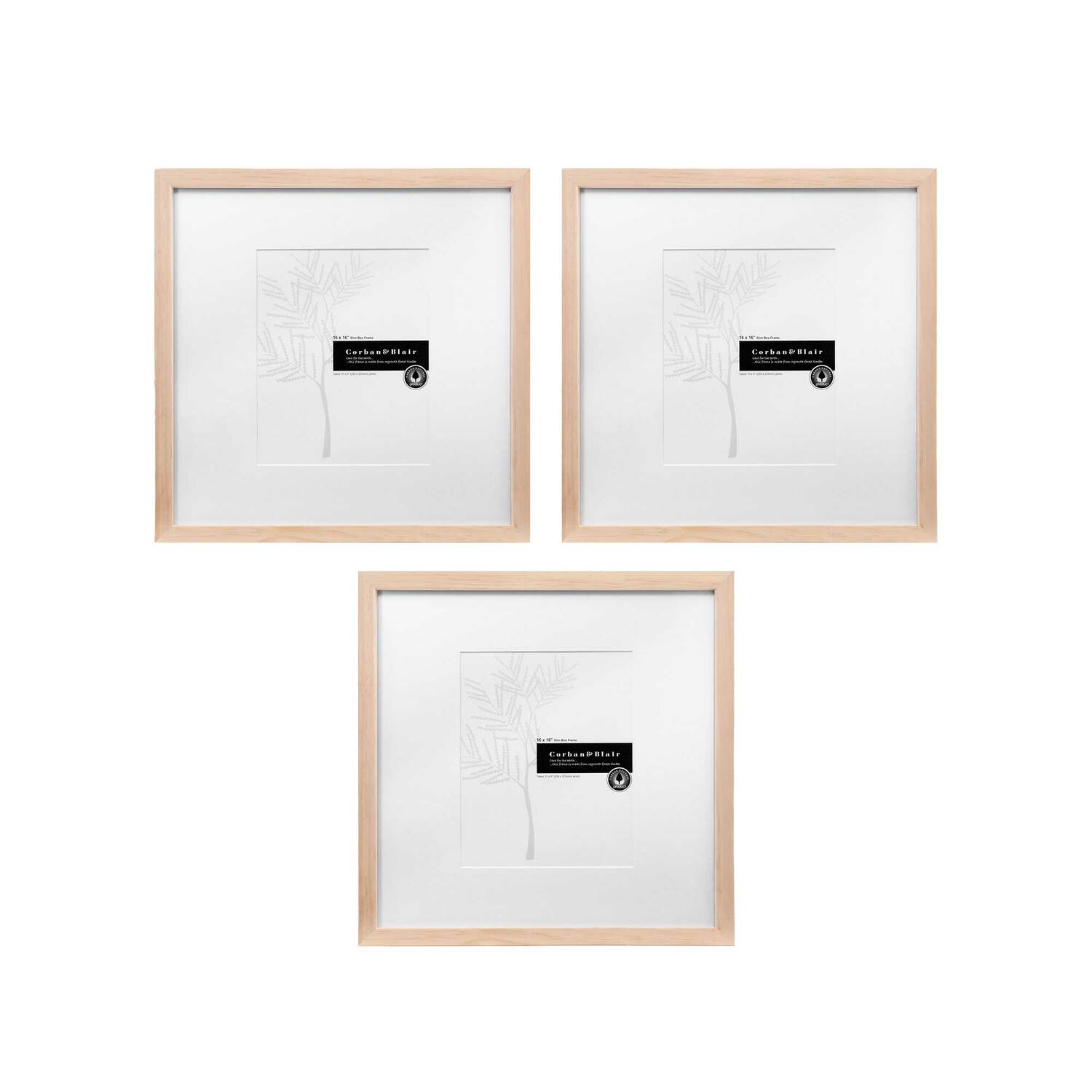 3 Piece Slim Box 16 x 16" Photo Frame Set