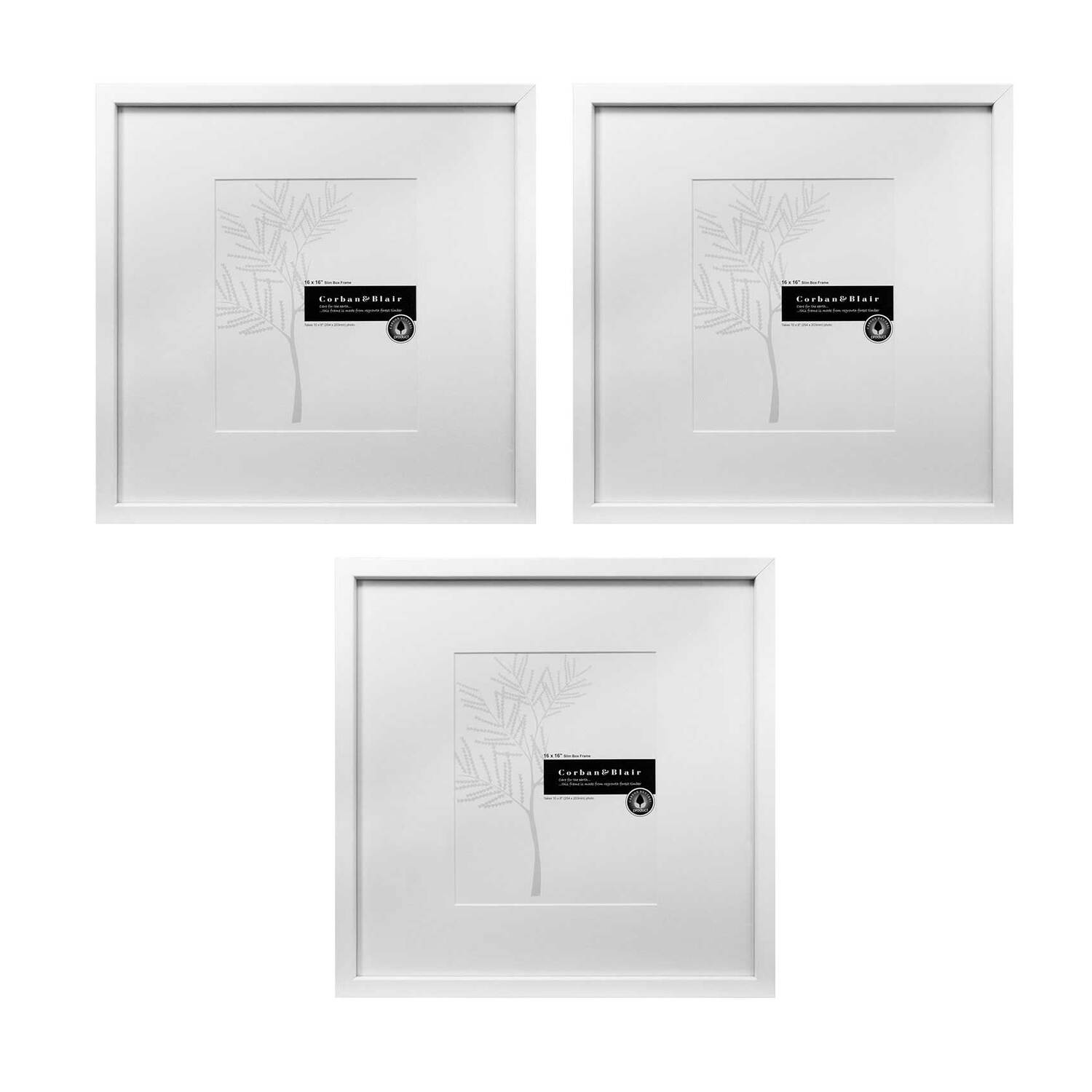 3 Piece Slim Box 16 x 16" Photo Frame Set