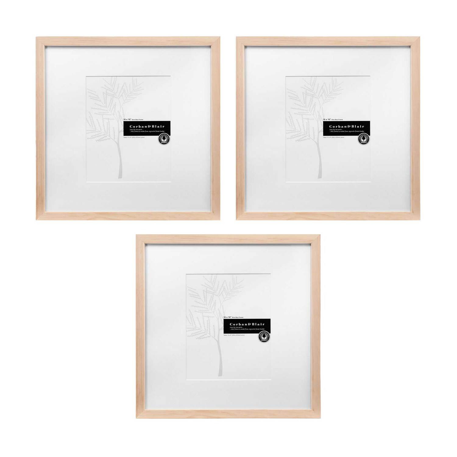 3 Piece Slim Box 16 x 16" Photo Frame Set