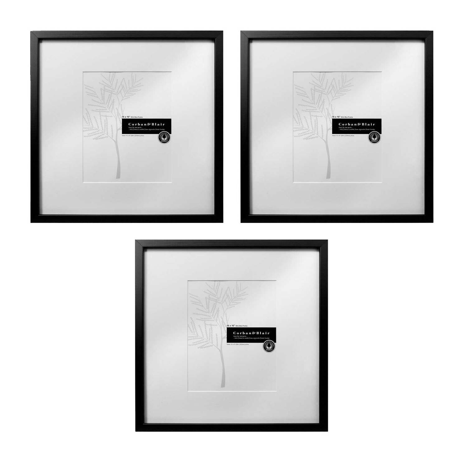 3 Piece Slim Box 16 x 16" Photo Frame Set