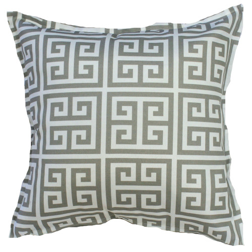 Grey White Greek Key Cushion Temple Webster