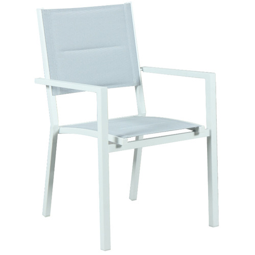 White Jackson Stackable Outdoor Sling Dining Chairs | Temple & Webster