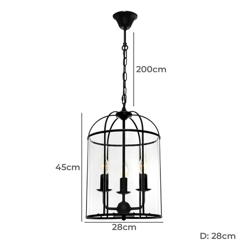 Clovelly 3 Light Glass Pendant