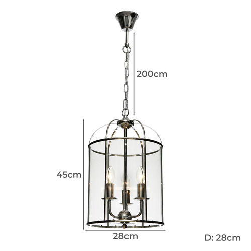 Clovelly 3 Light Glass Pendant